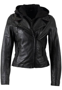 Mauritius - Christyn Removable Hood Star Detail Leather Jacket