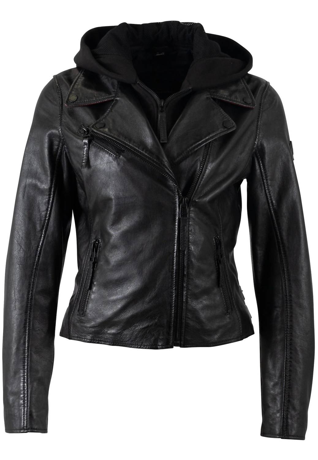 Mauritius - Christyn Removable Hood Star Detail Leather Jacket