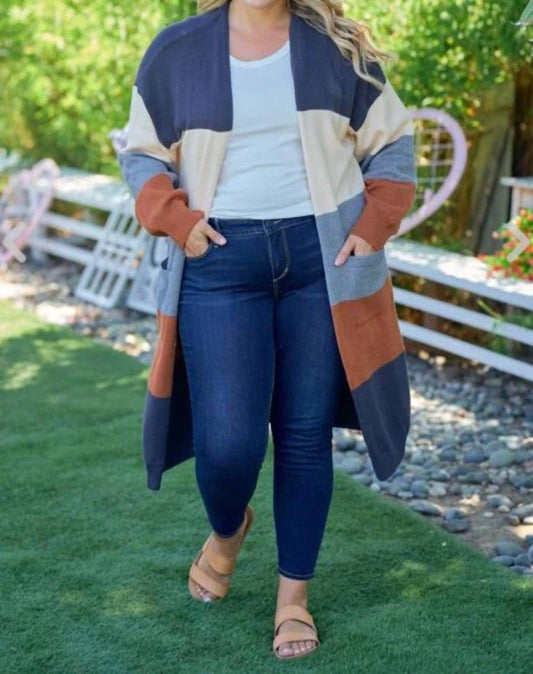 Hailey & Co - Color Blocked Thick Cardigan