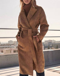 Rosa Clothing - Faux Suede Trench Coat