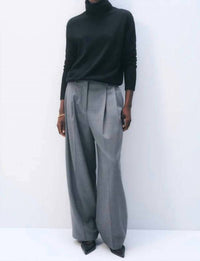 White + Warren - Cashmere Rib Trim Easy Turtleneck Sweater