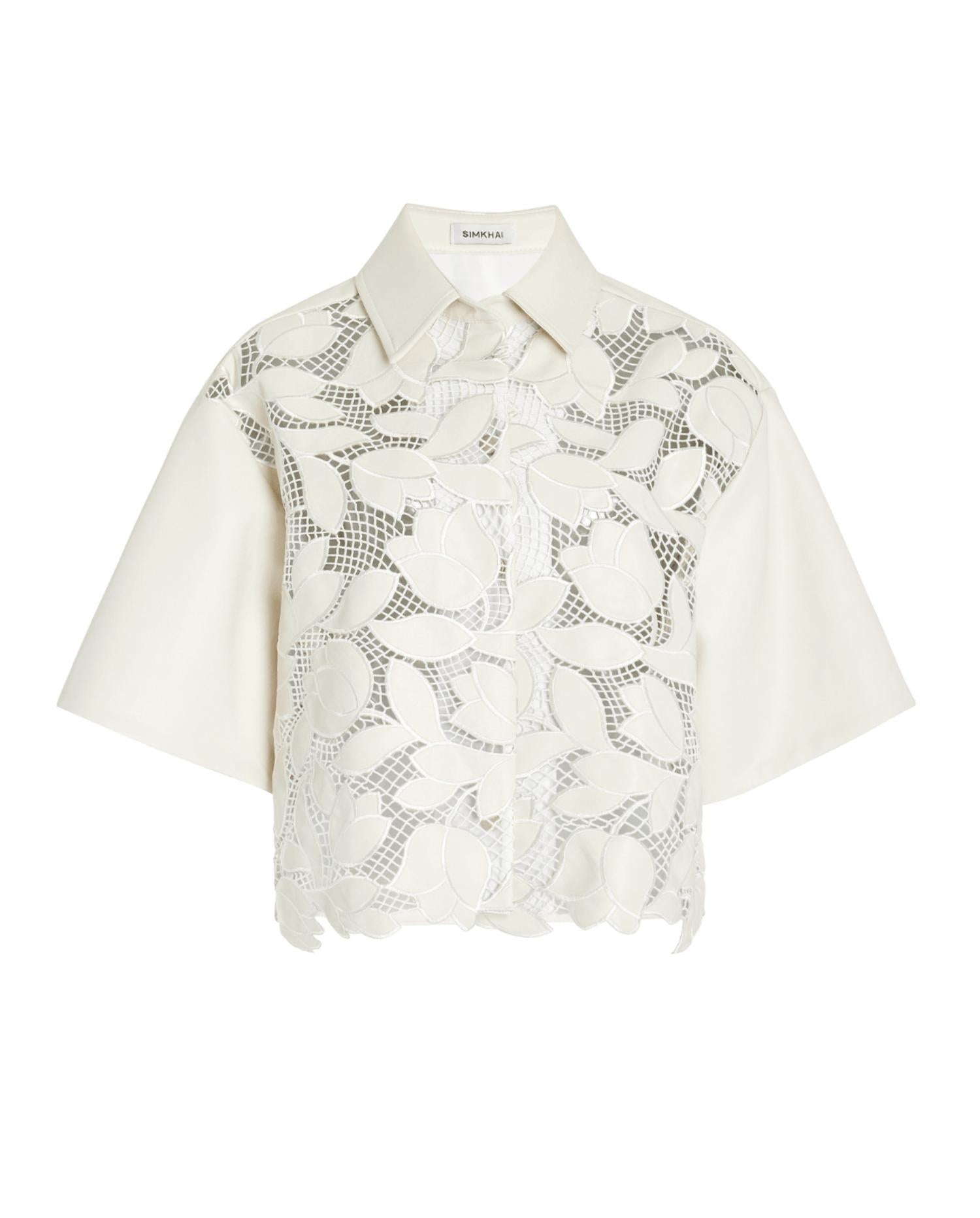 Simkhai - Women's Robinson Vegan Leather Button Down Top