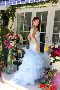 Ava Presley - Tiered Tulle Ruffles Prom Gown
