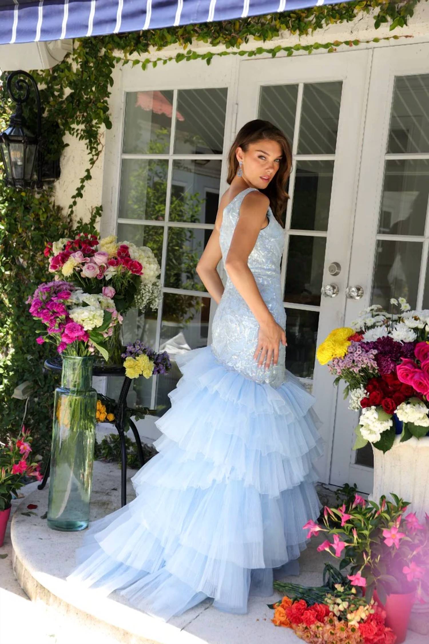 Ava Presley - Tiered Tulle Ruffles Prom Gown