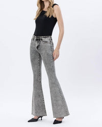VERVET BY FLYING MONKEY High Rise Flare Jean in brown acid - women's jeans