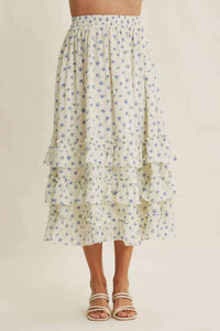 In February - Women's Floral Tiered Midi Skirt