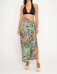 Aisha - Leopard Flowers Pareo Coverup