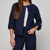 L'Agence Anouk Collarless Jacket in saturated blue - women's jacket