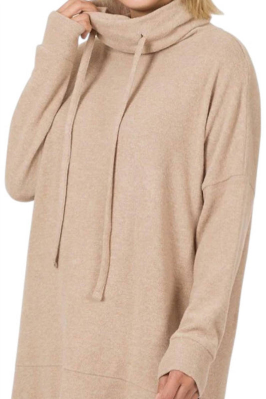 Zenana - Brushed Melange Funnel Neck Sweater