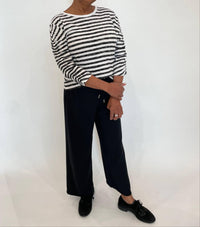 Elliott Lauren - Stripe Ruched Sleeve Tee