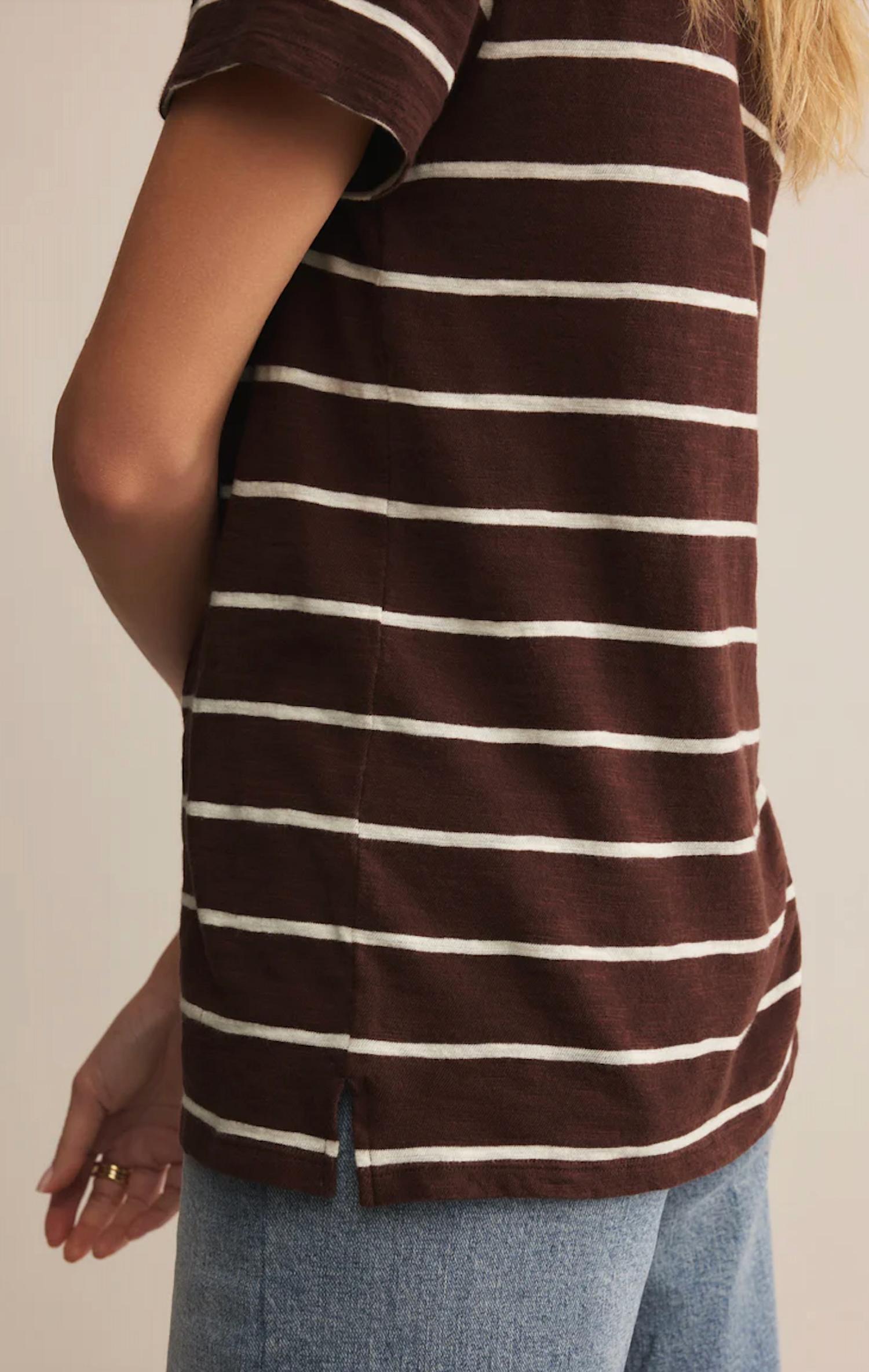 Z Supply Foundation Premium Striped Tee in sandalwood - women's t-shirt - view 4