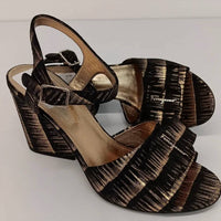 Salvatore Ferragamo - Women's Violet Laminated Leather Heeled Sandals