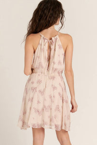 ark & co. Halter Neck Floral Print Mini Dress in blush - women's dress - detail view
