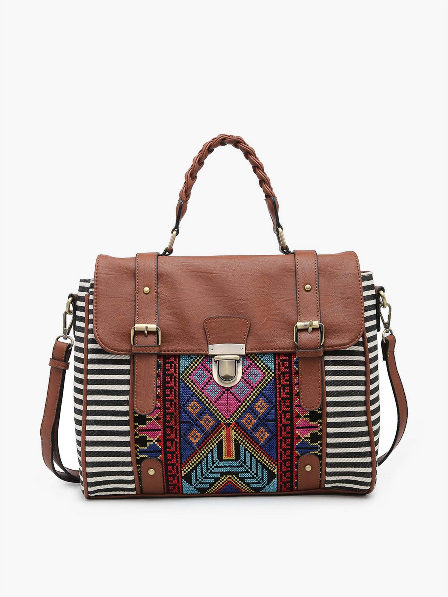 Jen & Co. - Women's Harlow Aztec Embroidered Satchel Bag