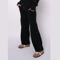 RD Style Women's Erika Soft Knit Satin Trim Pant in black - women's pants - alternate view