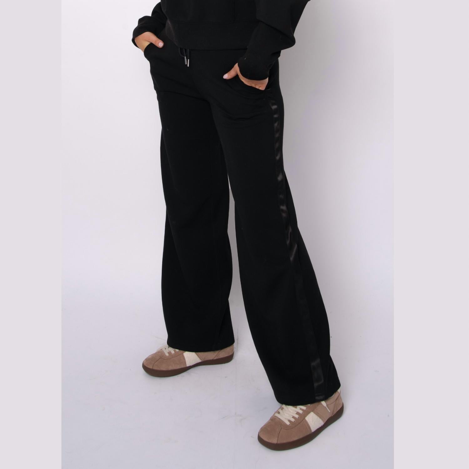RD Style Women's Erika Soft Knit Satin Trim Pant in black - women's pants - alternate view