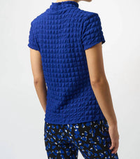 Joseph Ribkoff - Textured Mock Neck Short Sleeves Boxy Top