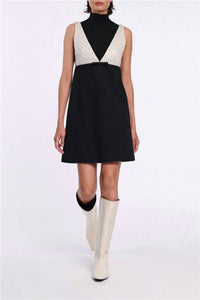 DOROTHEE SCHUMACHER Emotional Essence Mini Dress in black off white - women's dress - detail view