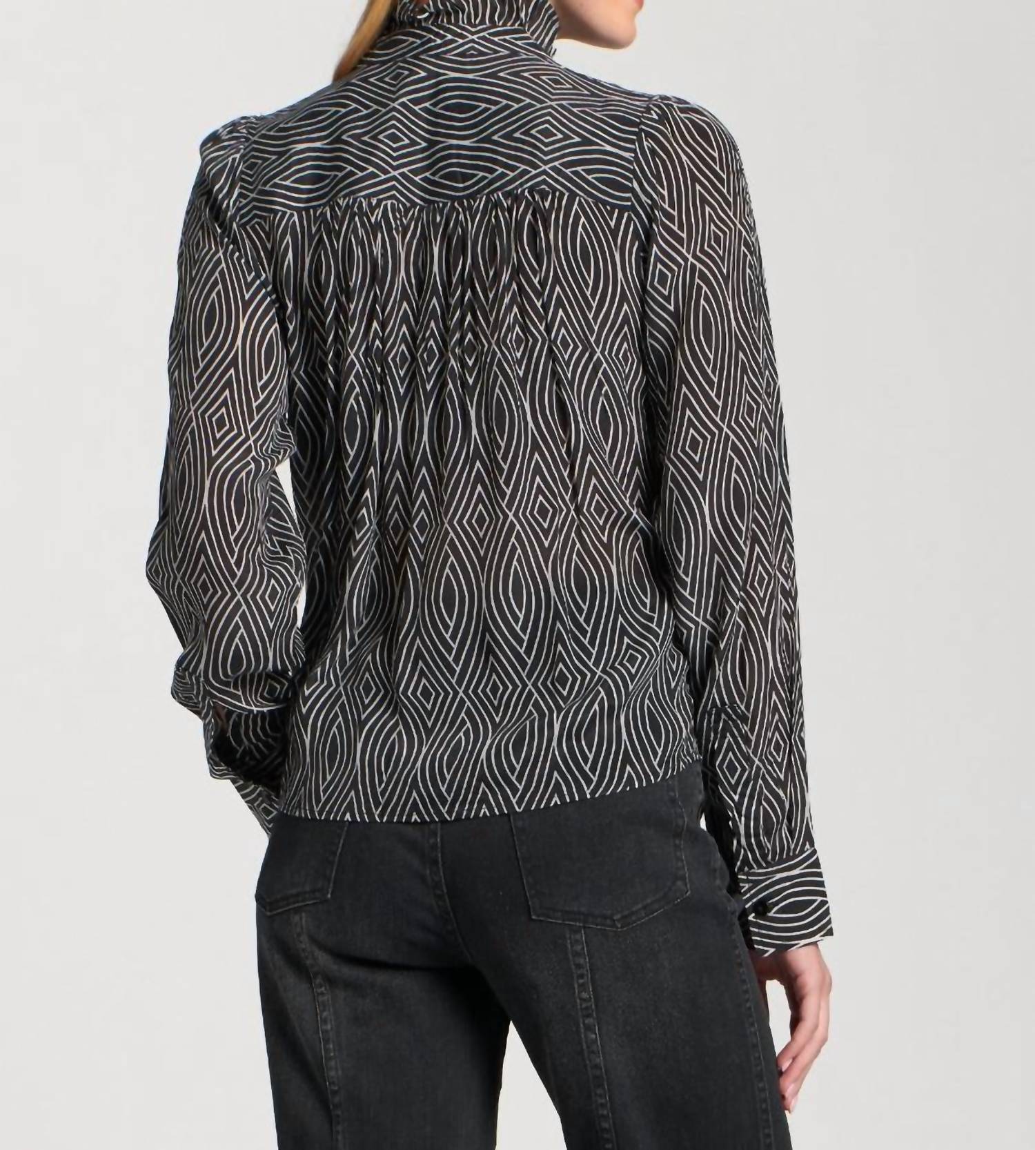 Apny - Ruffle Half Placket Blouse