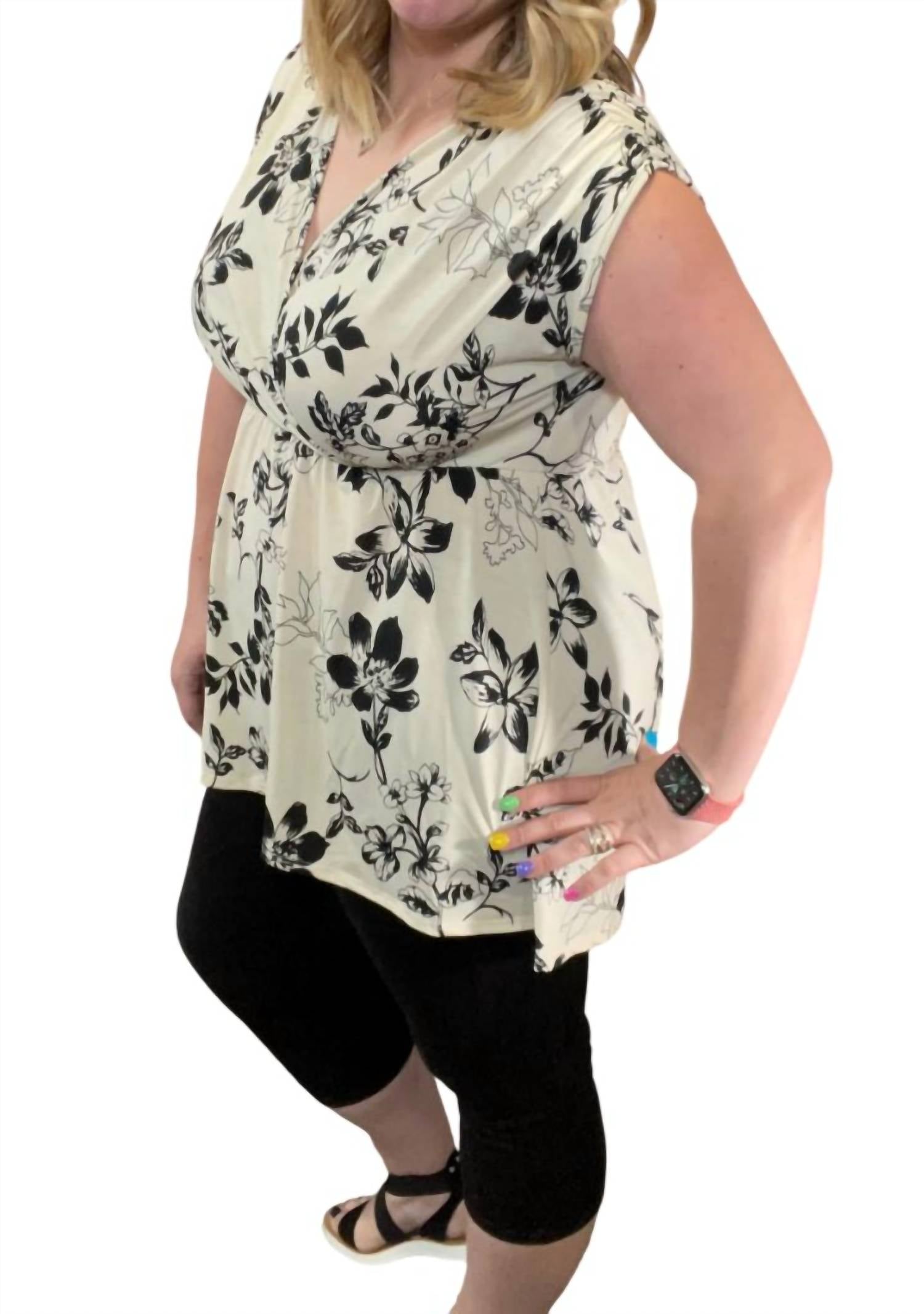 White Birch - Floral Hi-Low Tunic
