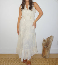 NIBI MTK Paloma Dress in cream palm embroidery - women's dress - view 7