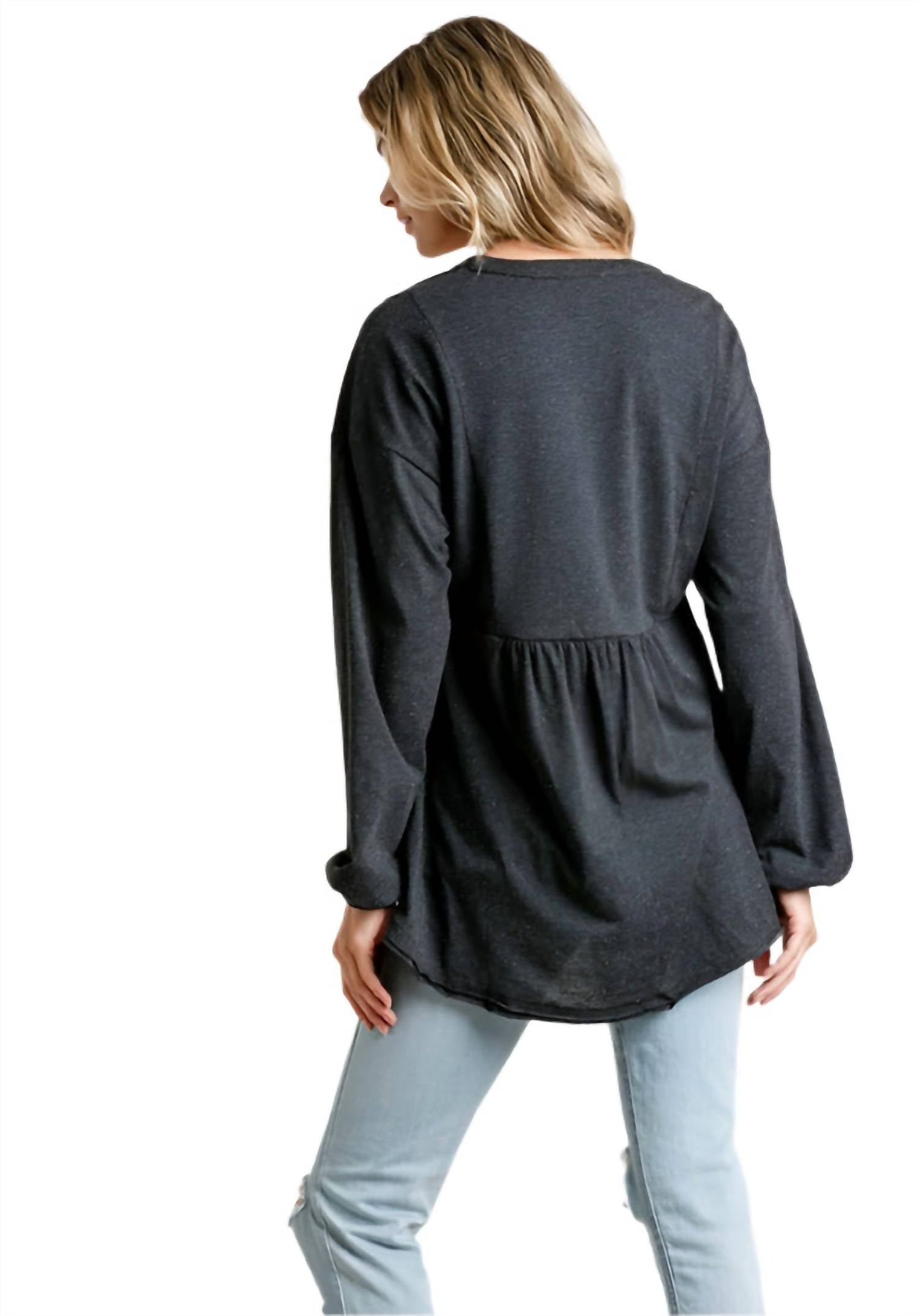 Umgee - Puff Sleeve Babydoll Top