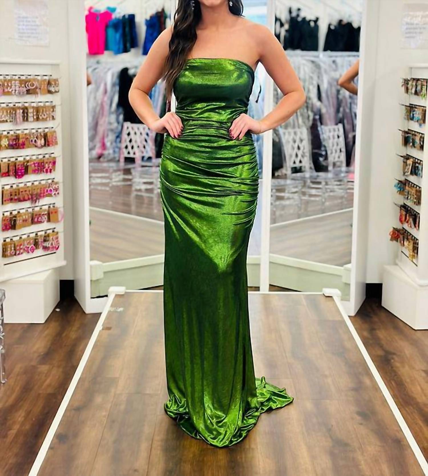 Sherri Hill - Metallic Strapless Sheath Gown