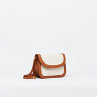 Florez Women's Leather Crossbody Bag in caramel - women's bag - detail view