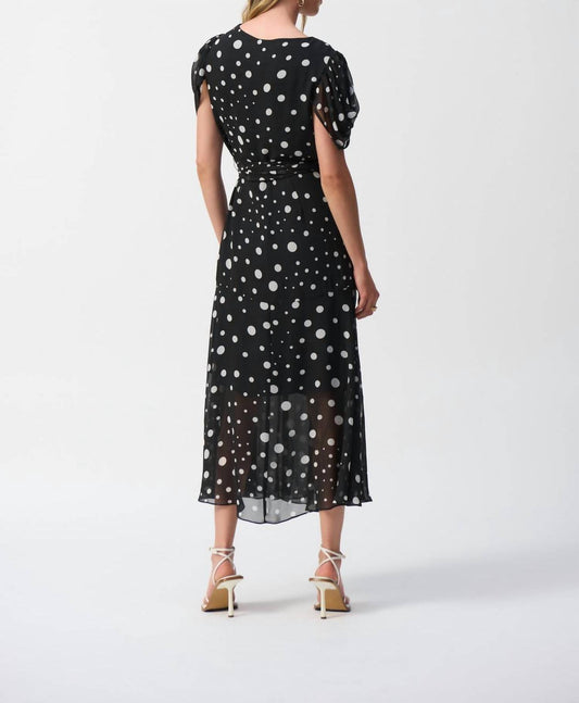 Joseph Ribkoff - Women's Chiffon Dot Print Wrap Dress