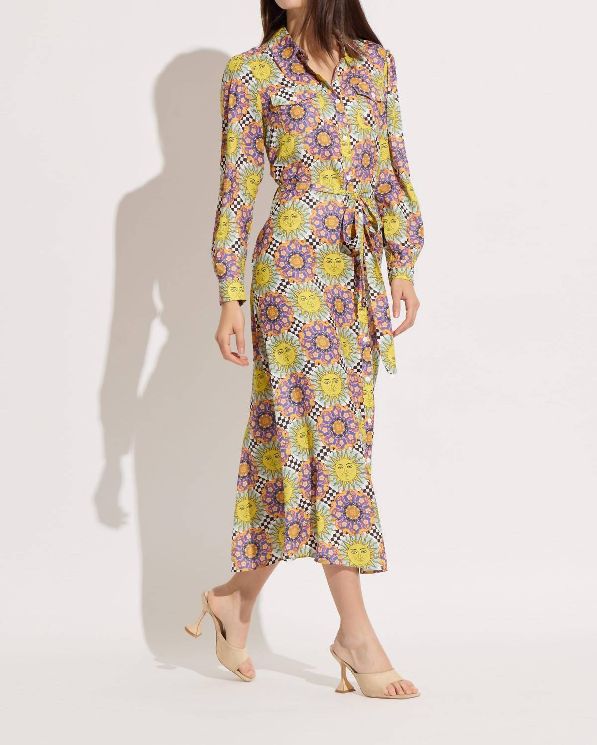 Oolala - Sunburst A Line Maxi Shirt Dress