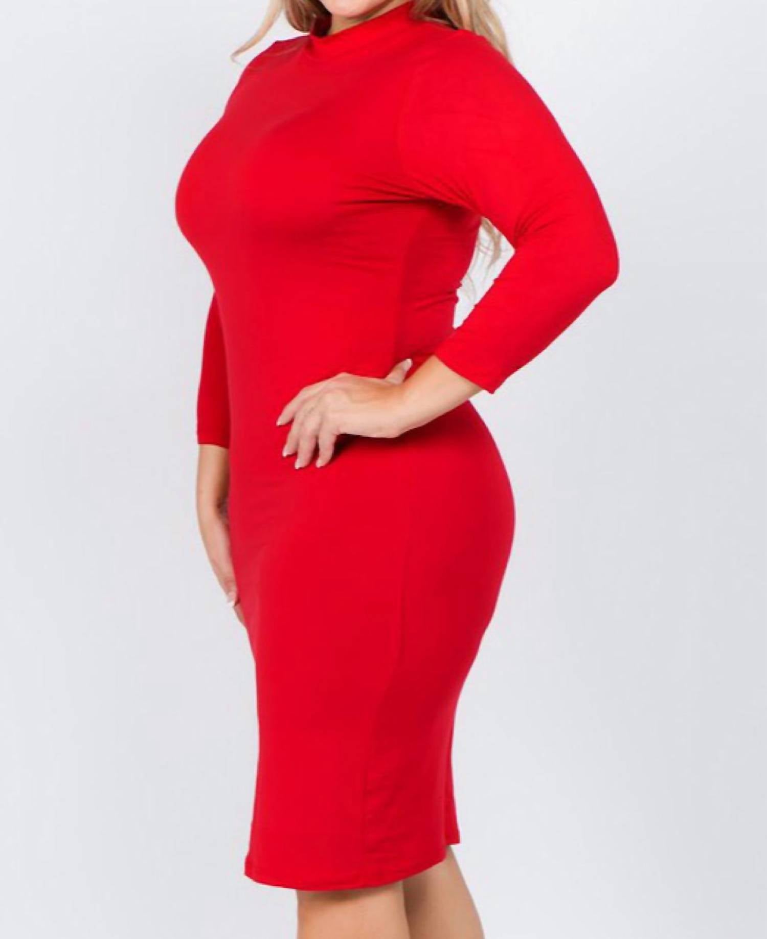 Yelete - Mock Neck Form Fitted Dress