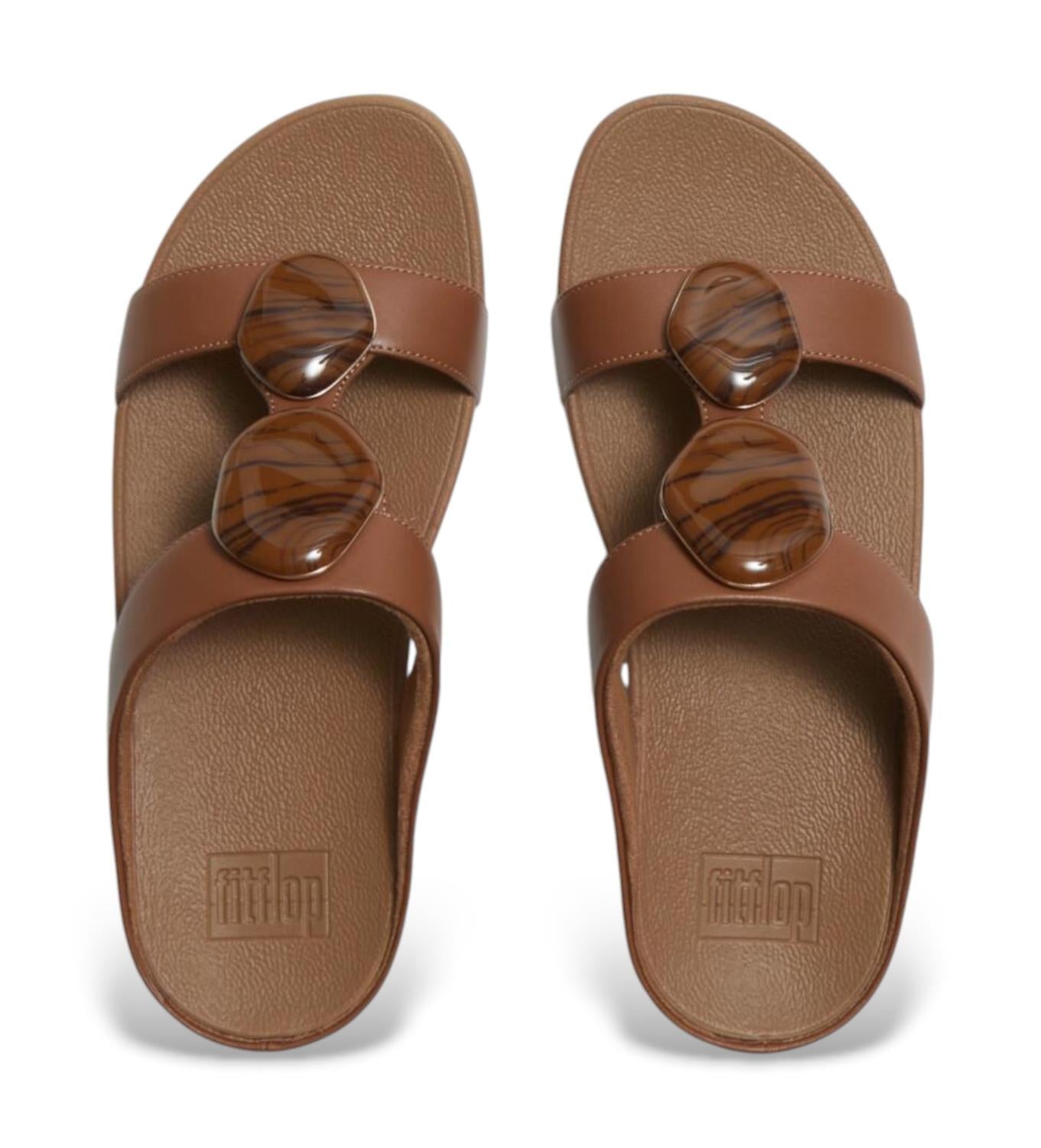 Fitflop - WOMEN'S FINO MARBLED STONE H-BAR SLIDES