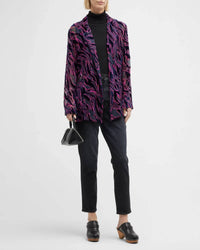 Johnny Was Justine Notched Collar Duster in purple and black - women's jacket