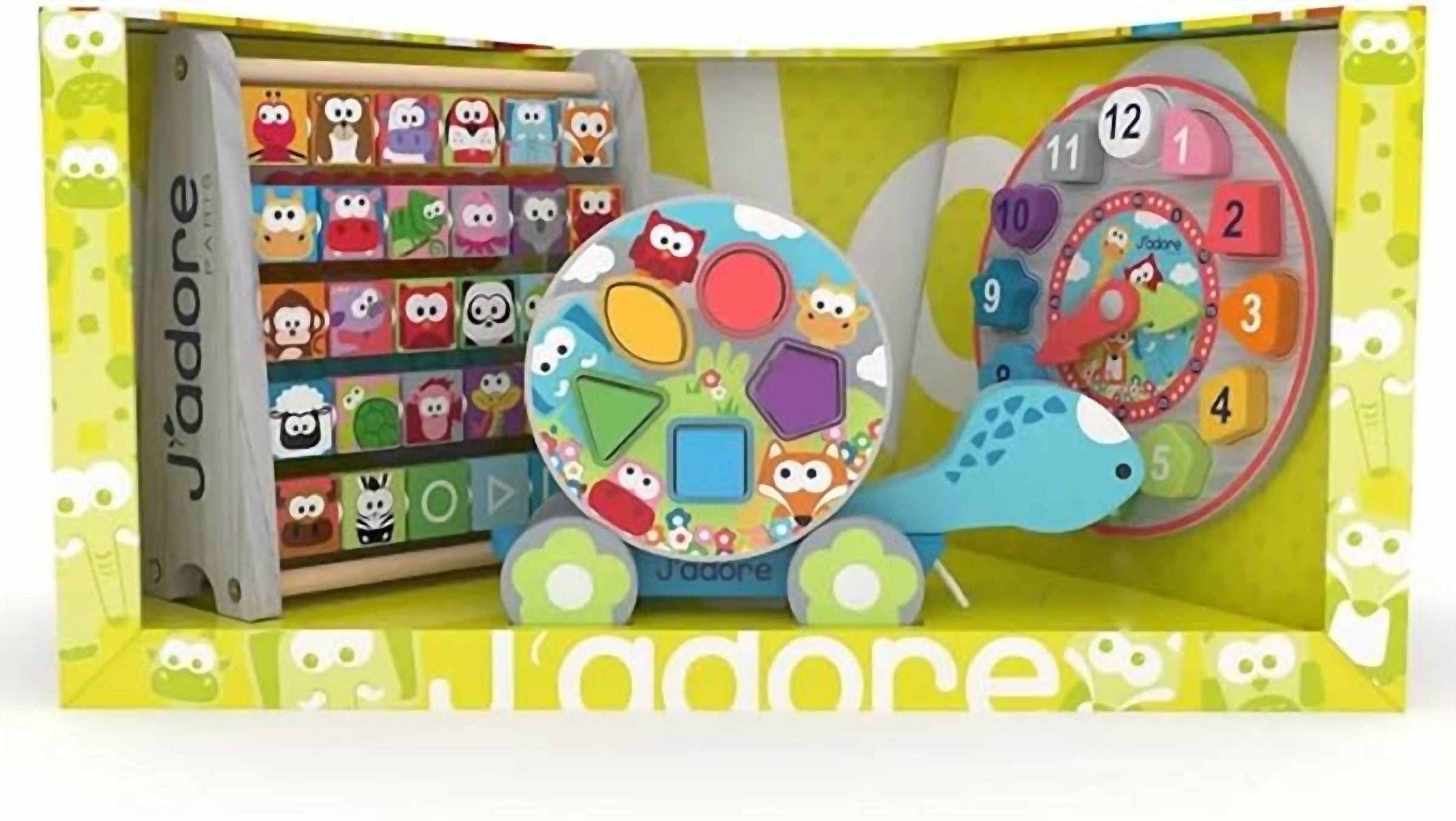 J'Adore - Abacus, Turtle Pull Toy and Clock Set
