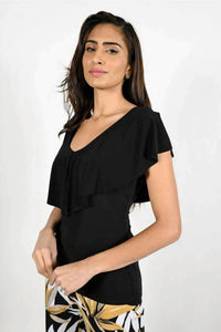 Frank Lyman - Banks Cap Sleeve Ruffle Overlay Top
