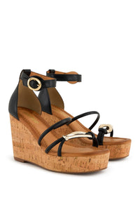 Andrea Women's Cork Wedge Heel Sandal in black - women's sandal - view 4