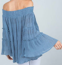 Blue B - Off Shoulder Ruffle Sleeve Top