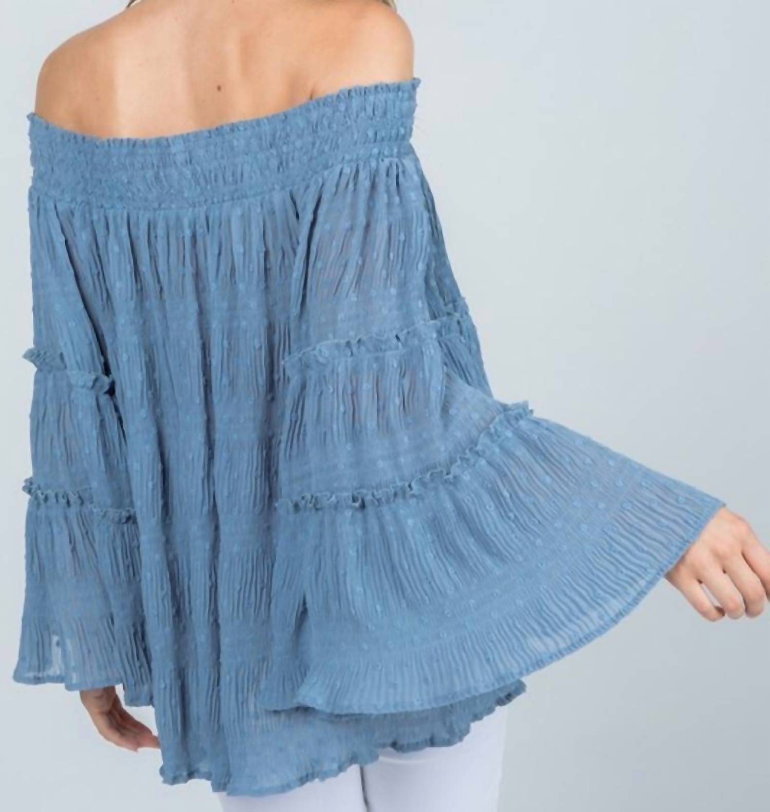 Blue B - Off Shoulder Ruffle Sleeve Top