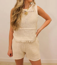 Skies Are Blue - Carmen Crochet Open Knit Tank Top