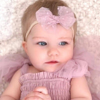 A Little Lacey Baby Bow Headband in lilac - kids' accessory
