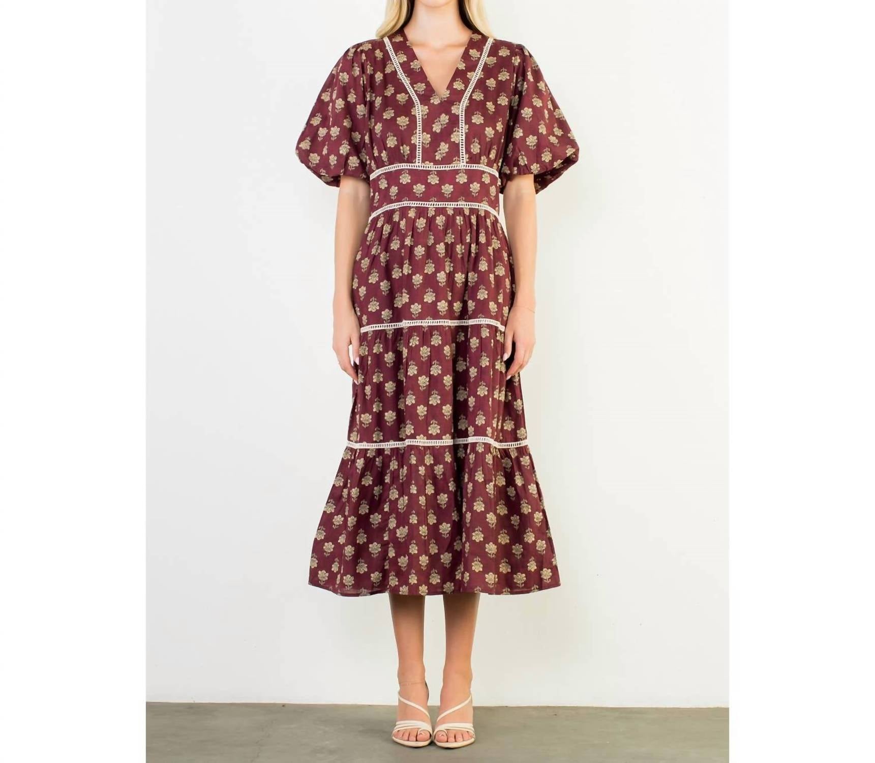 Thml - Puff Sleeve Tiered Print Dress
