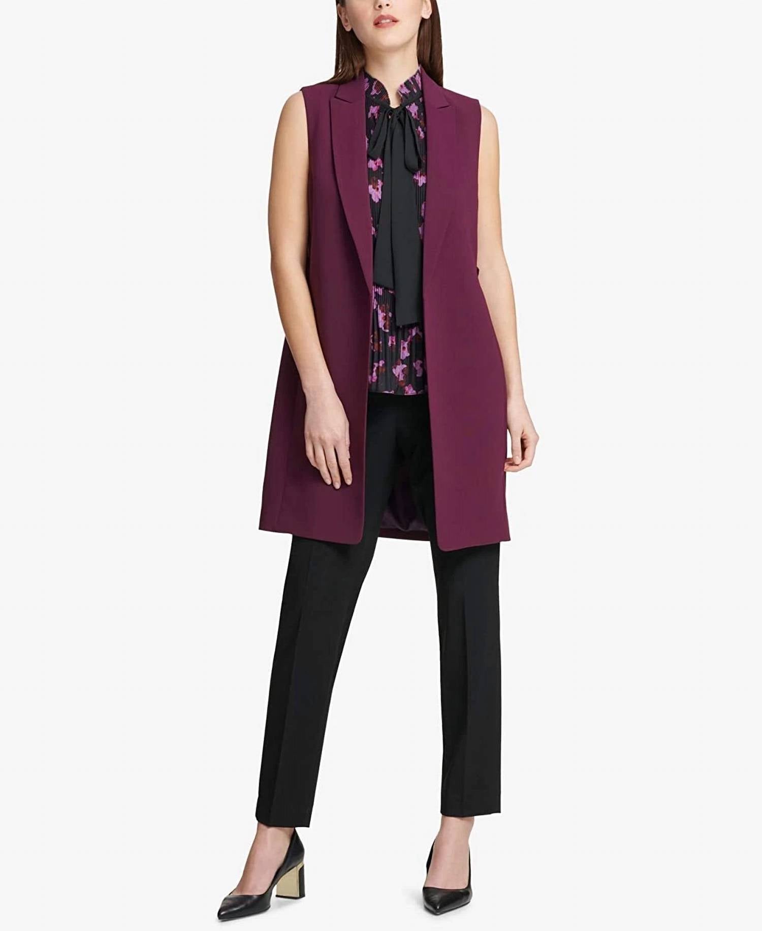 Dkny - Ruffled Back Long Vest