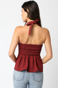 Olivaceous - Briana Checkered Halter Top
