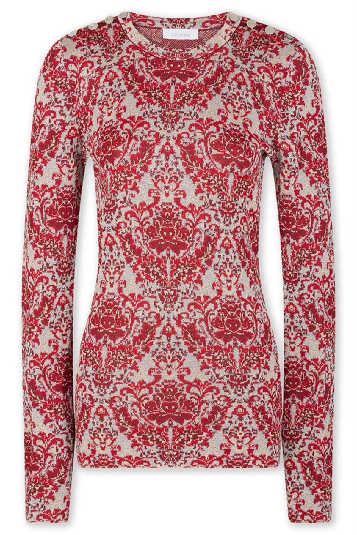 Rabanne - Jersey Knit Long Sleeve Paisley Top