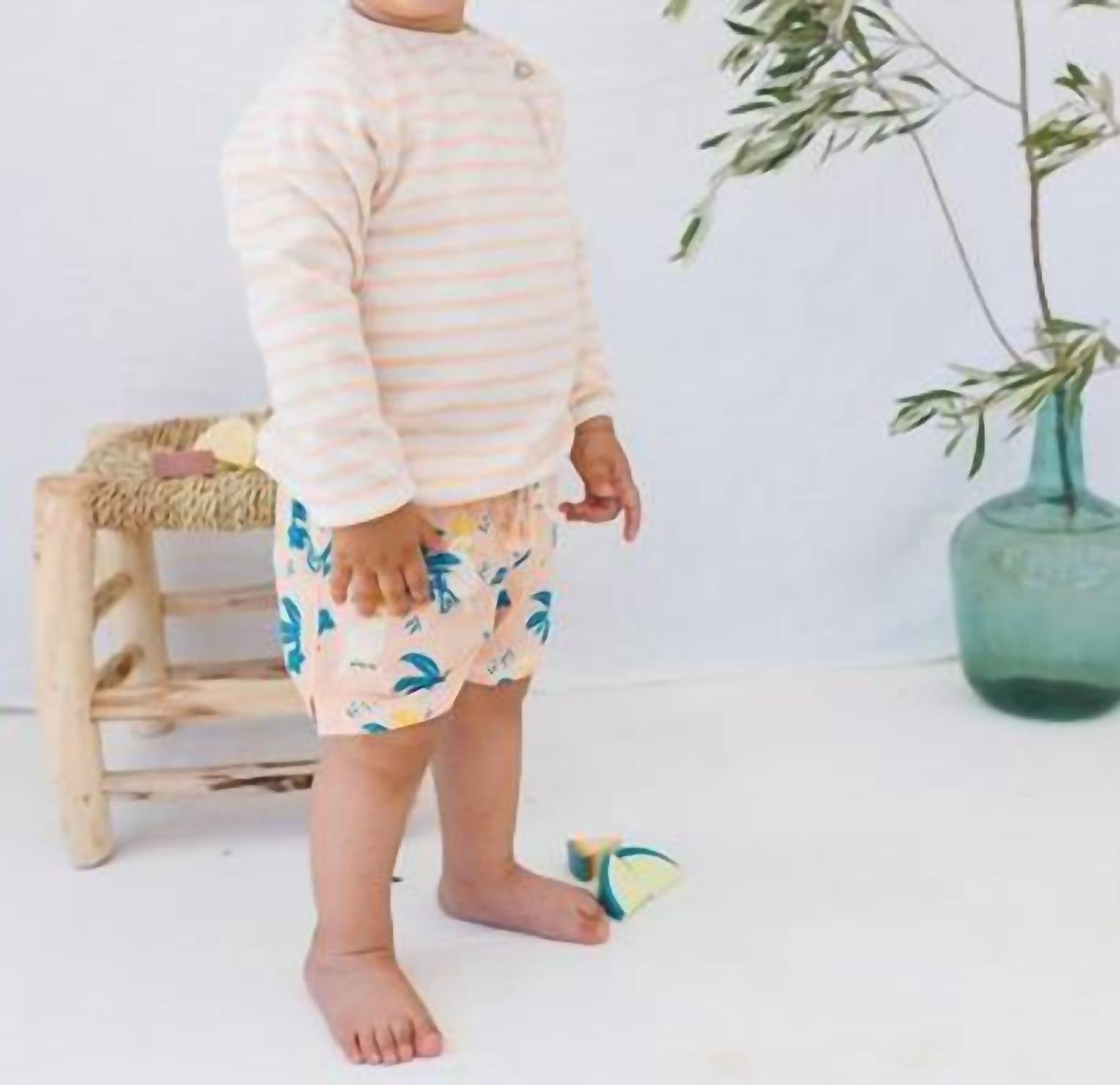 Búho Terry Striped Sweatshirt in light pink - kids' shirt - detail view