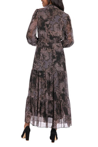 London Times - Smocked Waistband Fit-and-flare Tiered Maxi Dress