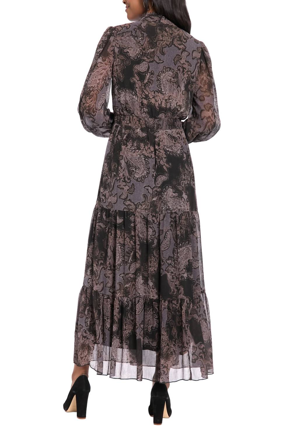 London Times - Smocked Waistband Fit-and-flare Tiered Maxi Dress