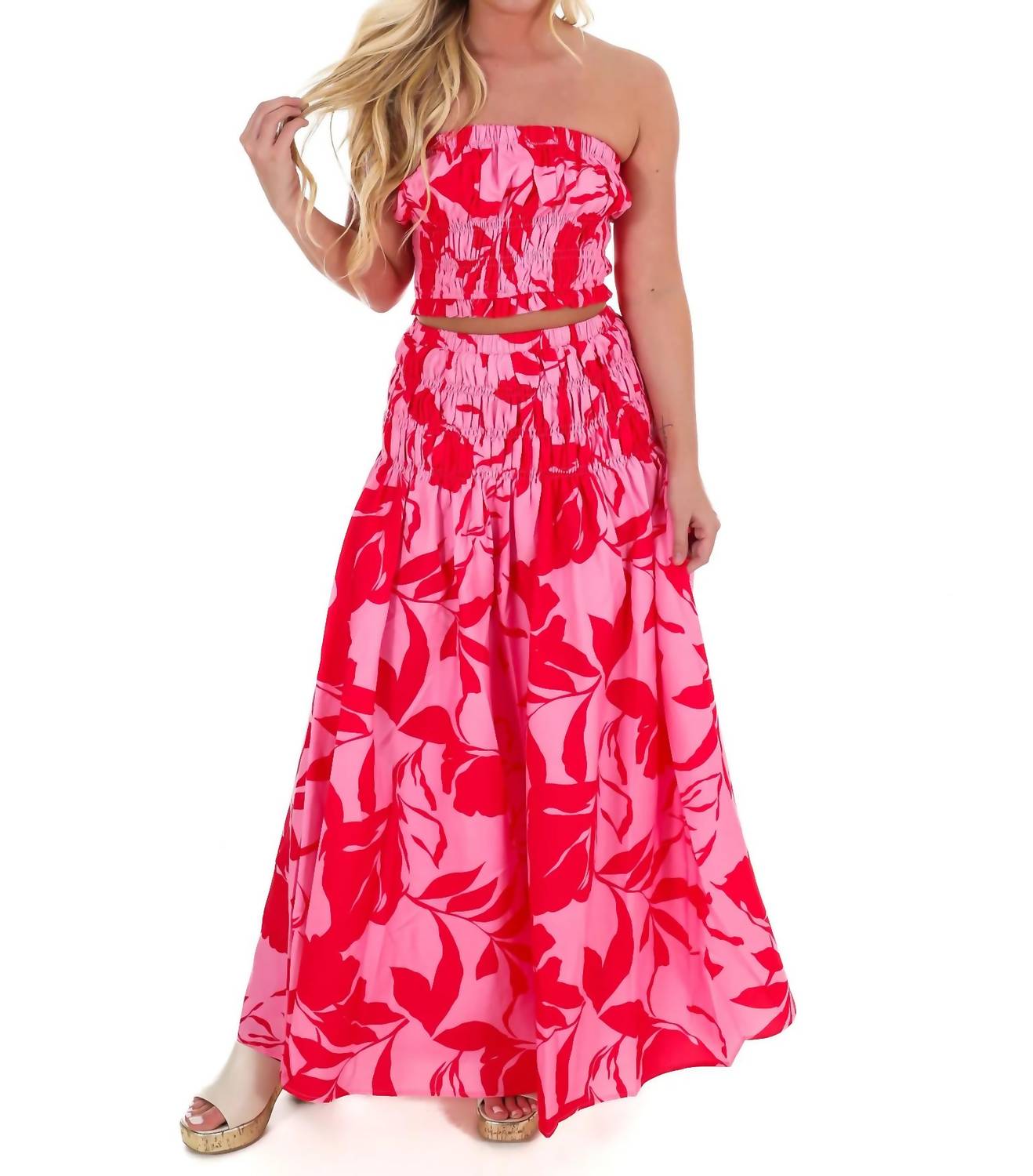 Flying Tomato - On Island Time Strapless Top And Maxi Skirt Set
