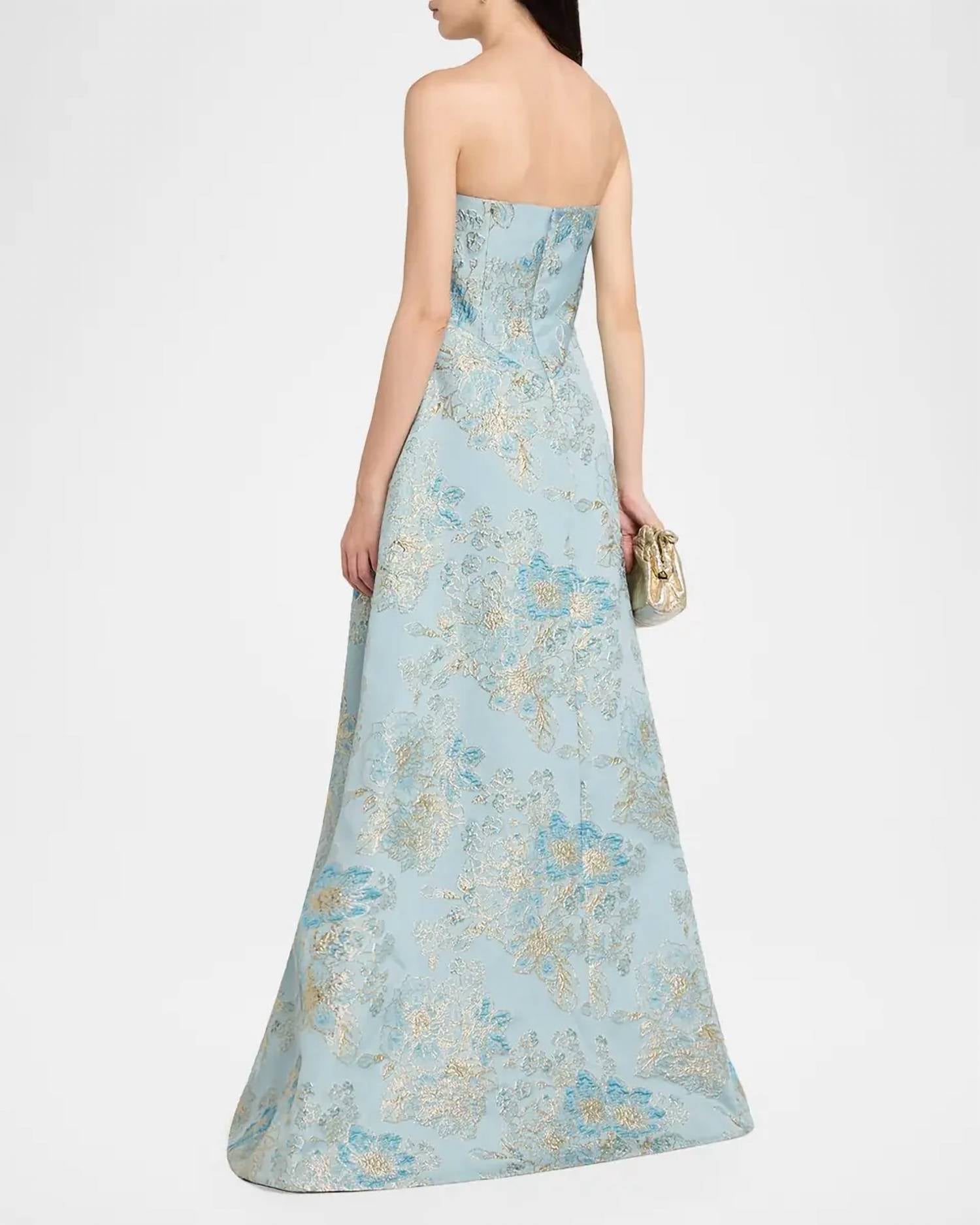 Teri Jon - Sleeveless Metallic Multi Jacquard Gown