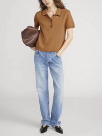 Frame - Leather Stitch Polo Top
